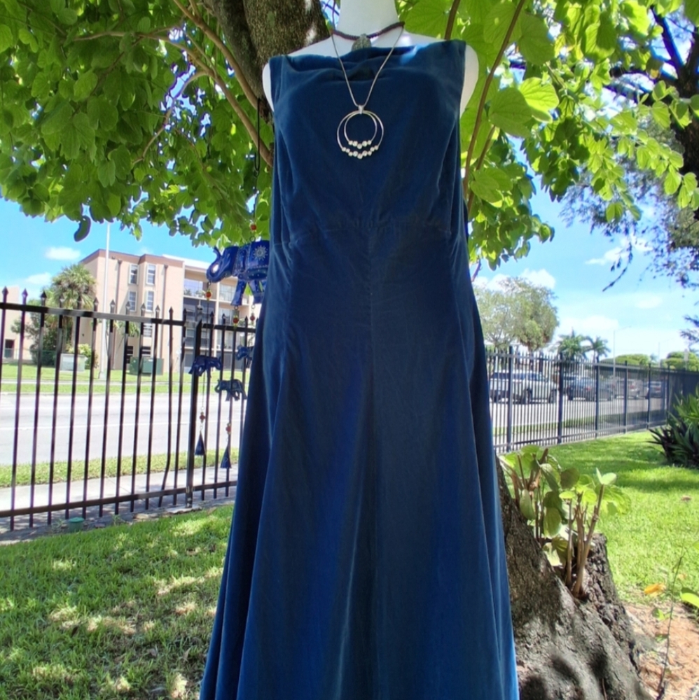 🔥 LUXE VELVET GREEN BLUE SWING MIDI Dress Size 14